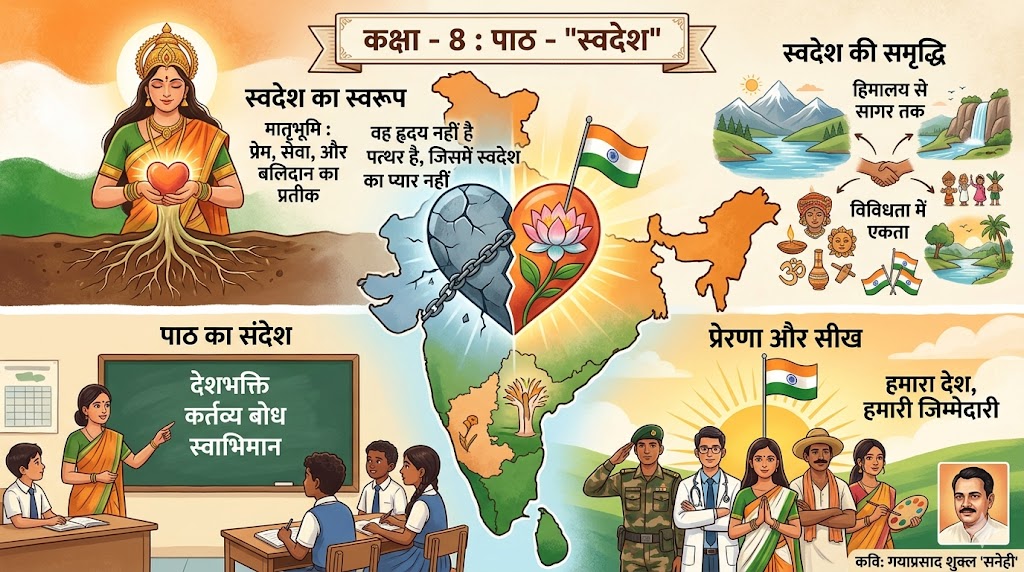 कक्षा 8 मल्हार अध्याय 1 स्वदेश कविता से जुड़ा देशभक्ति चित्र